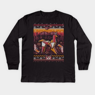 Nexus Xmas Sweater (Sunset) Kids Long Sleeve T-Shirt